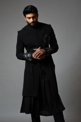 Achkan With Slight Embroidery on Sleeves Comes With Anarkali Kurta Set