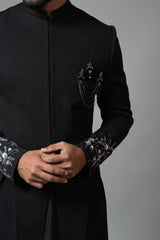 Achkan With Slight Embroidery on Sleeves Comes With Anarkali Kurta Set