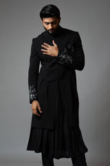 Achkan With Slight Embroidery on Sleeves Comes With Anarkali Kurta Set