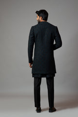 Double Panel Achkan With Motif Embroidery With Kurta Set