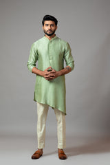 Assymetric Short Kurta With Pintucks Pant Pajama Set
