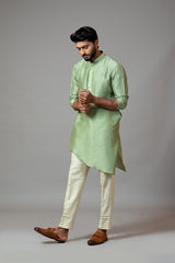Assymetric Short Kurta With Pintucks Pant Pajama Set