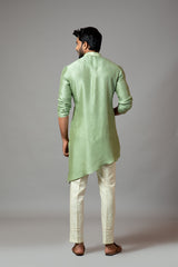 Assymetric Short Kurta With Pintucks Pant Pajama Set