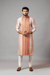 Multicolour Thread Stitch-Lines Kurta Set