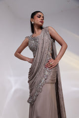 Ash Grace Draped Saree Gown