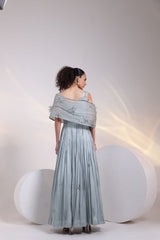 Grey Petal Embroidered Gown