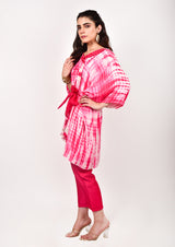 Pink Tye Dye Kimono Co-ord Set
