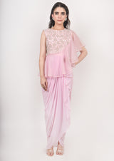Blush Pink Drape Dhoti Gown