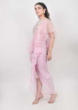 Blush Pink Drape Dhoti Gown