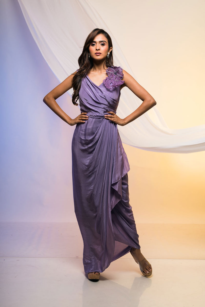 Amethyst Draped Dress Smriti Apparels Amethyst Draped Dress Smriti Apparels