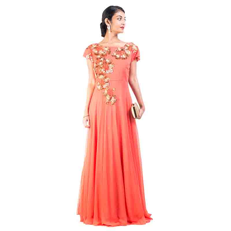 Bright Orange Princess Gown