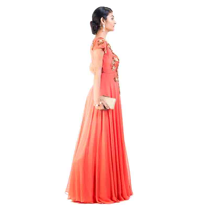 Bright Orange Princess Gown