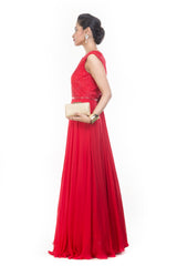Blood Red Pearl Embellished Gown