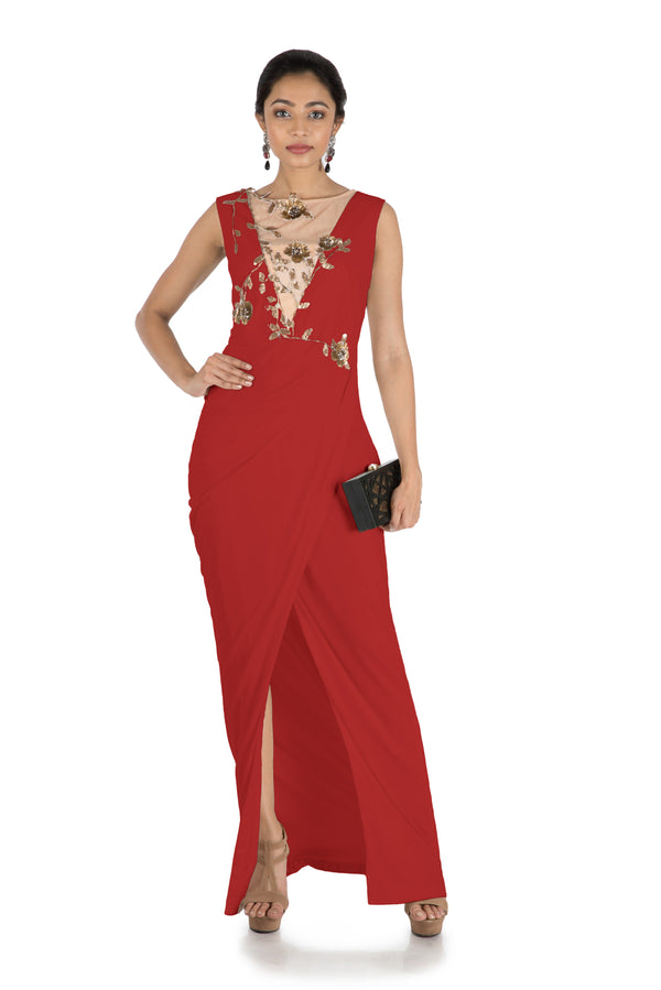 Red Drape Cocktail Dress