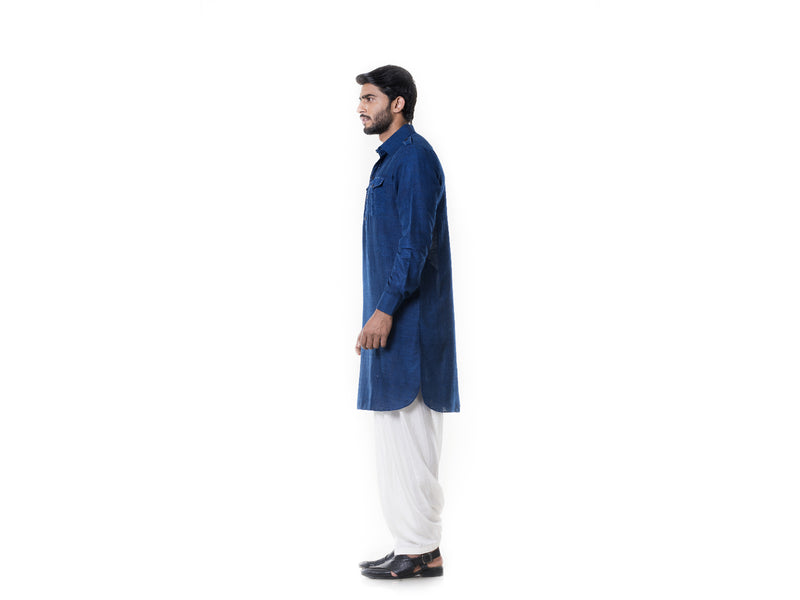 Blue Linen Pathani set