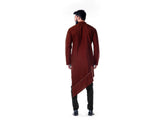 Maroon  Asymmetrical Hemline Embroidered kurta Set