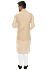 Cream Kurta Set paired with a Cream Heavy Embroidered Jacket