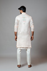 Multicolour Embroidered Long Nehru With Kurta And Pant Pyjama Set