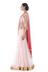 Pink Sand & Peach Gown Saree