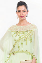 Pale Green Cape Gown