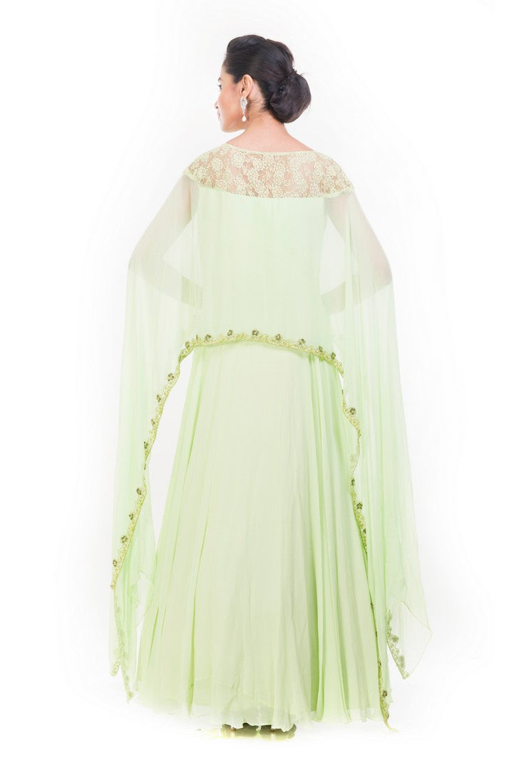 Pale Green Cape Gown