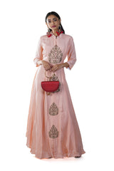 Peach Hand Embroidered Anarkali Gown