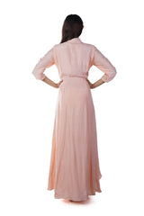 Peach Hand Embroidered Anarkali Gown