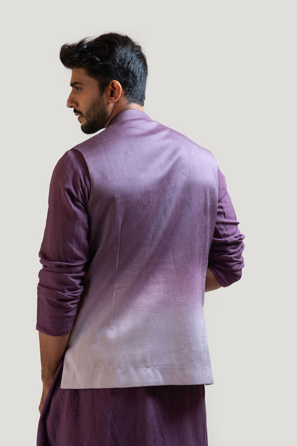 Lavender Ombre Rexin Applique Nehru