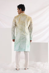 Marble print quilt jacket and kurta set