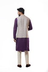 Ivory Printed nehru jacket