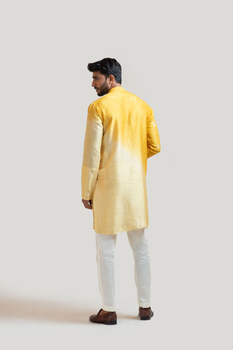 Ombre Yellow Embroidered Kurta Set