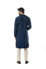 Embroidered navy blue kurta set