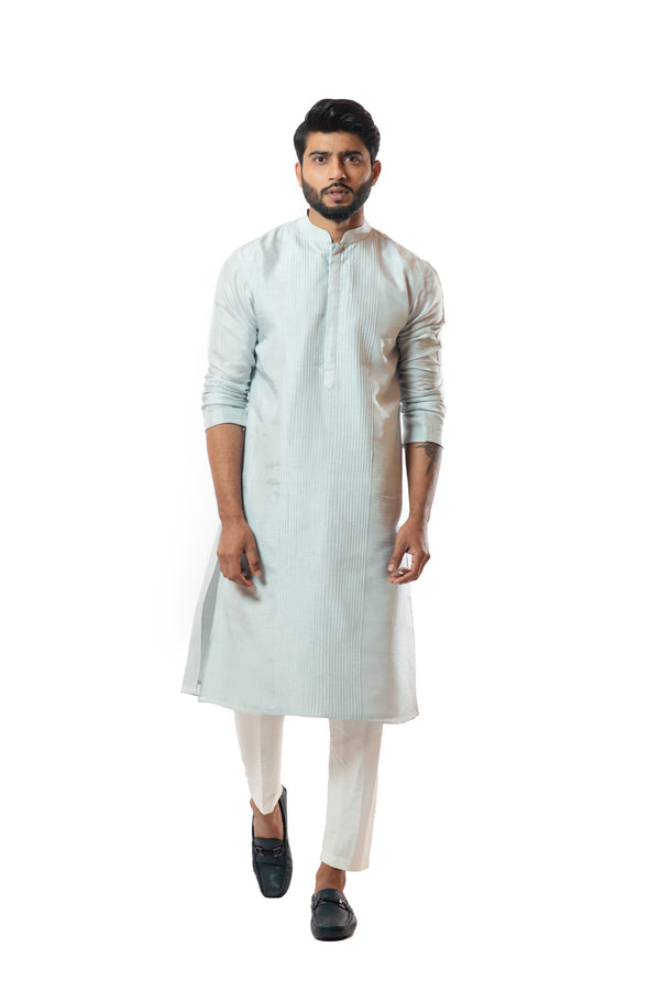 Ice blue pintuck straight kurta set