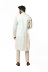Ivory embroidered nehru jacket