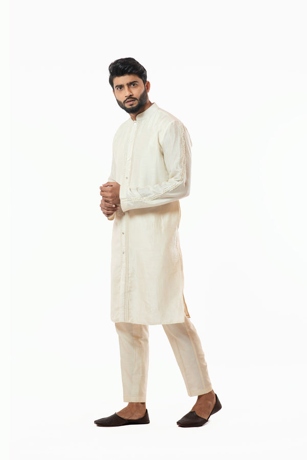 Front Open Ivory kurta set