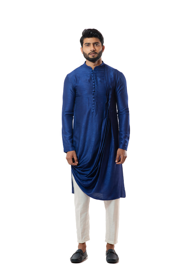 Indigo blue draped kurta set