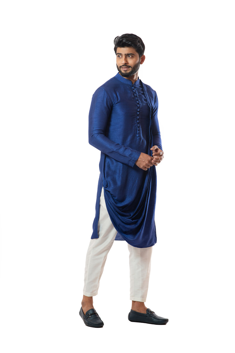Indigo blue draped kurta set