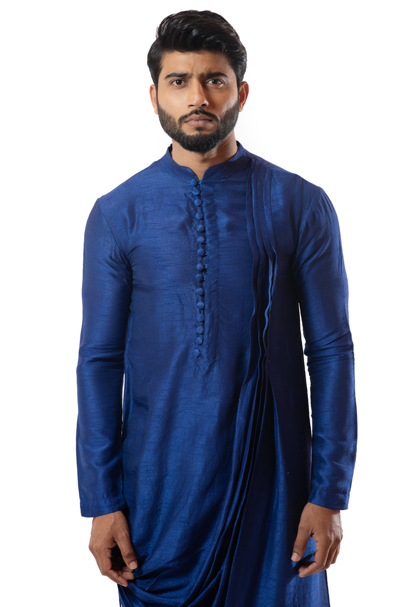 Indigo blue draped kurta set