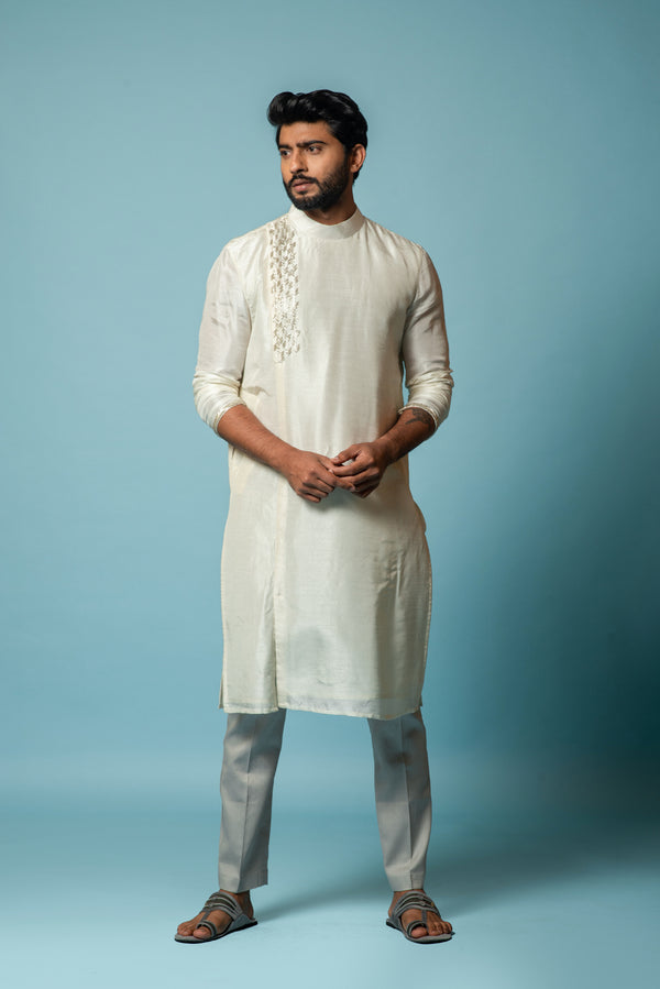 Ivory overlap kurta set