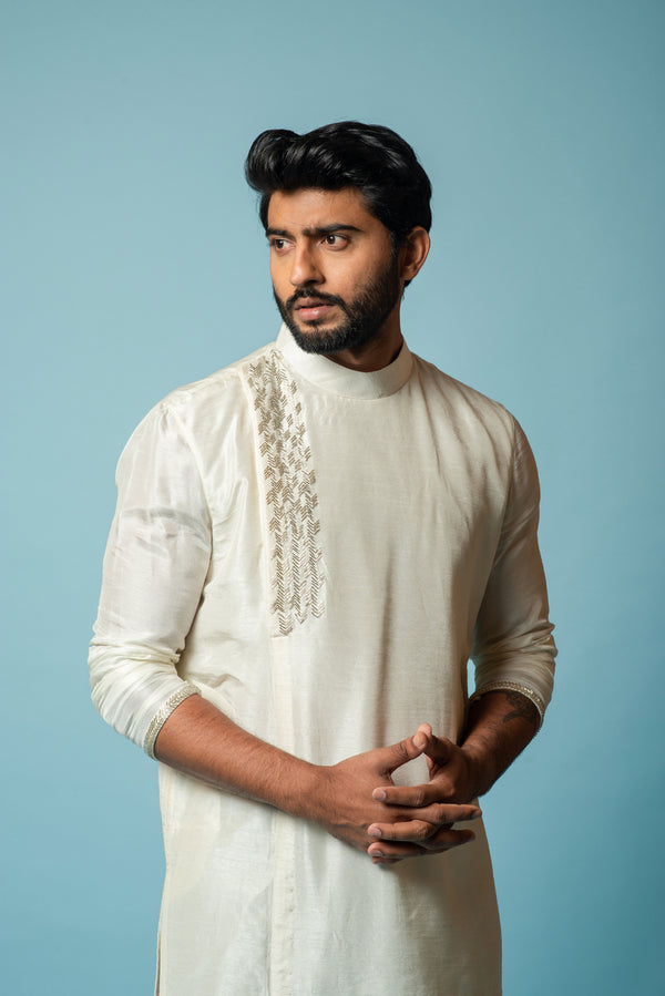 Ivory overlap kurta set