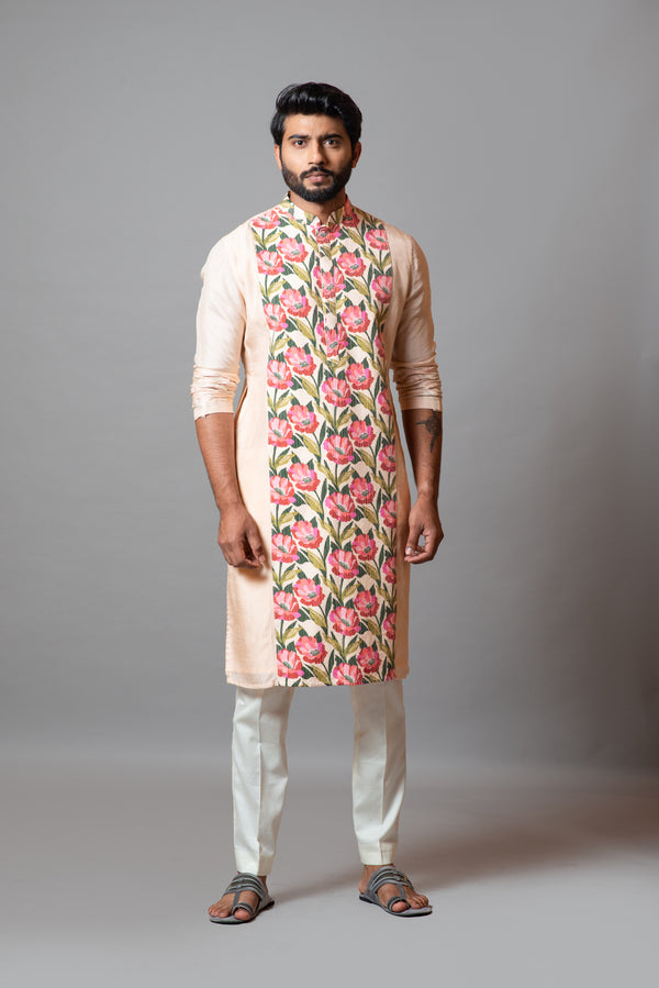 Printed panelled kurta set