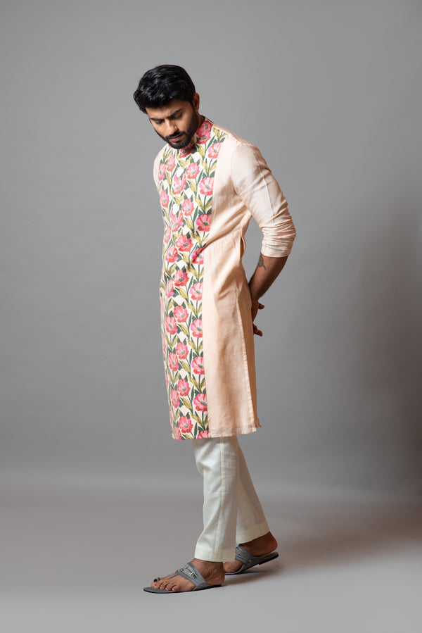 Printed panelled kurta set