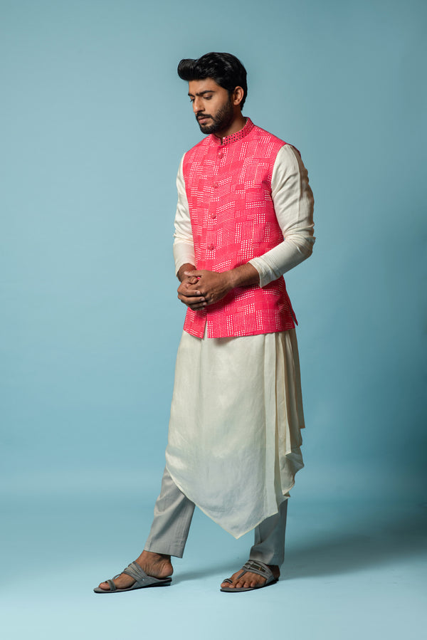 Pink printed nehru