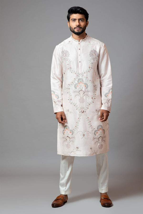 Fully Embroidered Multicolour Floral Kurta and Pant Pajama Set