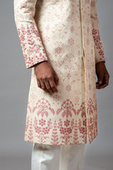 Floral Embroidered aari work Sherwani with Pant Pajama Set