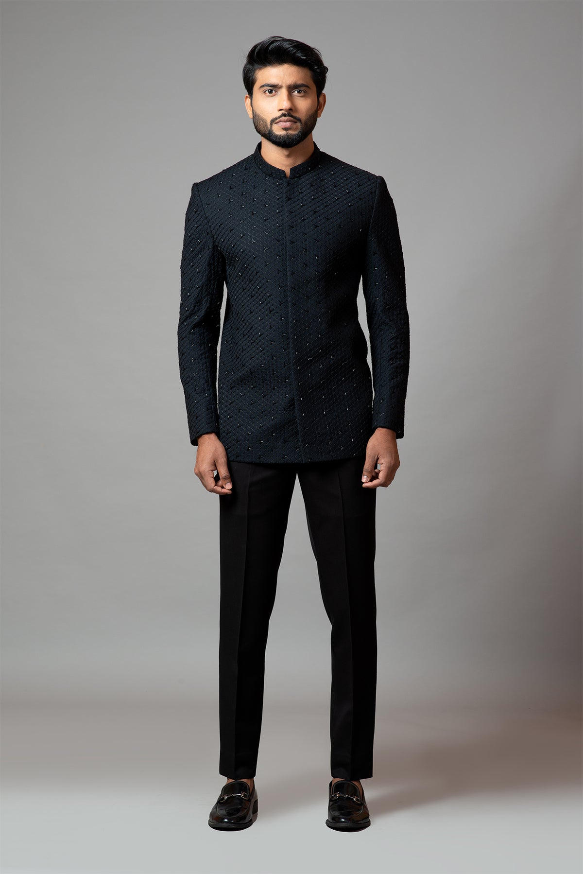 Menswear Bandhgala With Honeycomb And Katdana Embroidery Set – Smriti  Apparels
