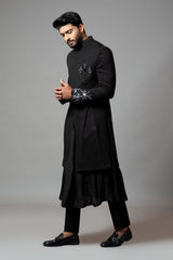 Achkan With Slight Embroidery on Sleeves Comes With Anarkali Kurta Set
